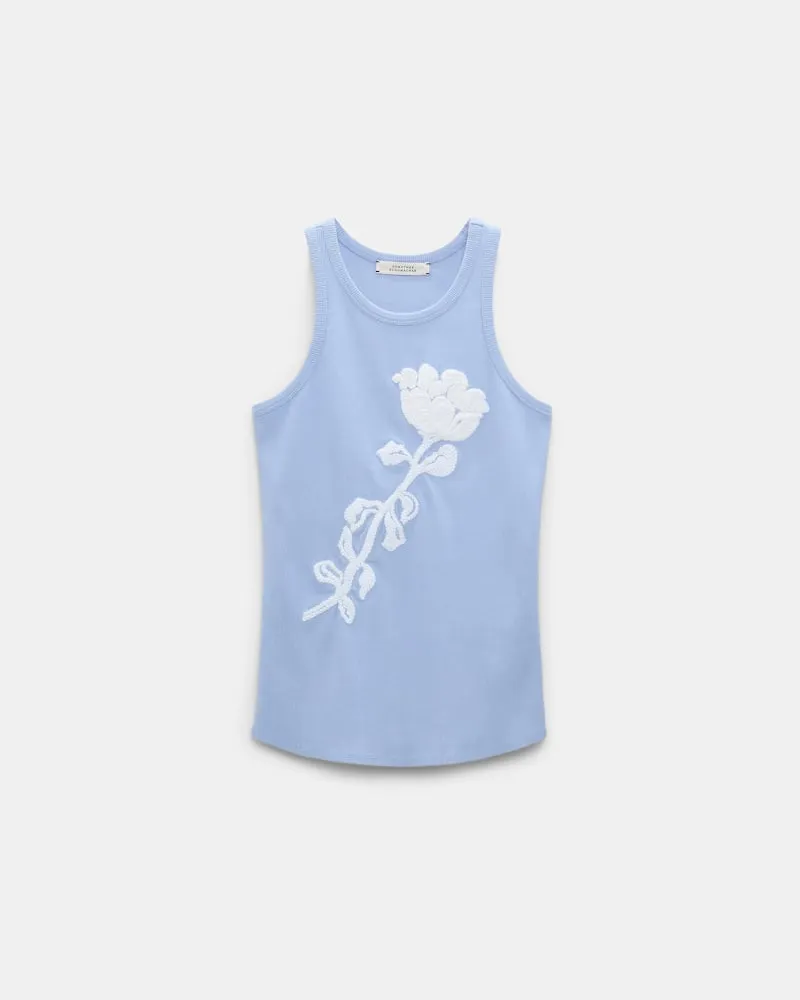 Dorothee Schumacher Ripptop mit Blumenstickerei Blau