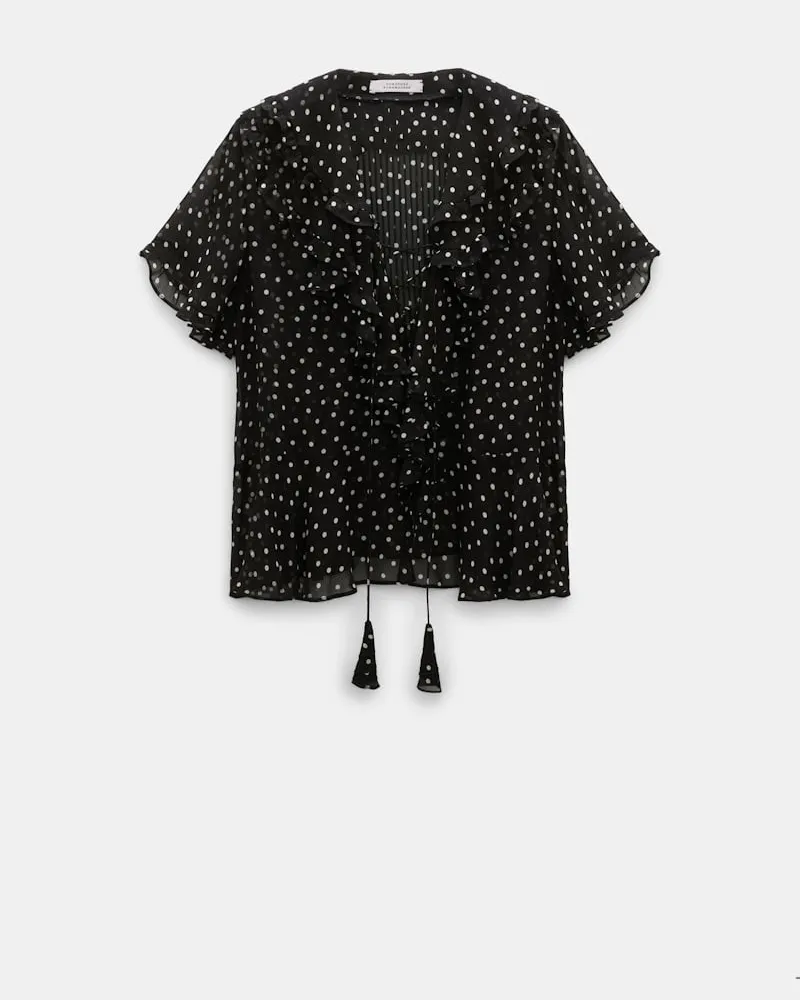 Dorothee Schumacher Cropped Bluse aus Viskose-Georgette Schwarz