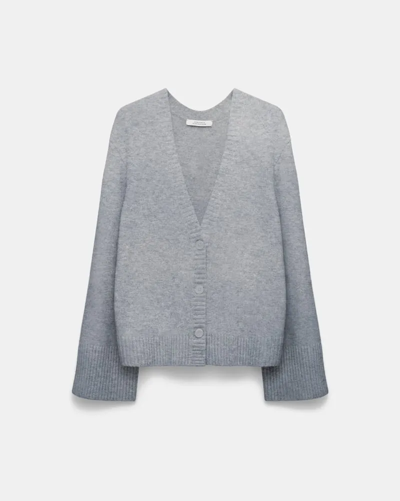 Dorothee Schumacher Softer Cardigan mit V-Ausschnitt aus Kaschmir-Mix Grau