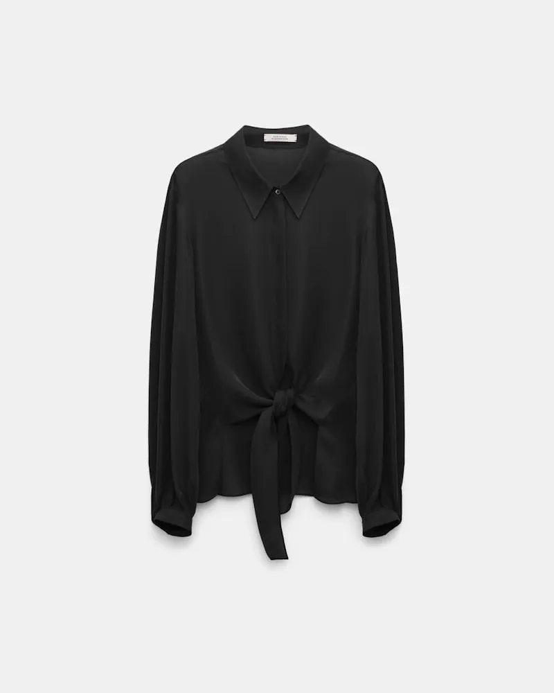Dorothee Schumacher Bindebluse aus Seiden-Double-Georgette Schwarz