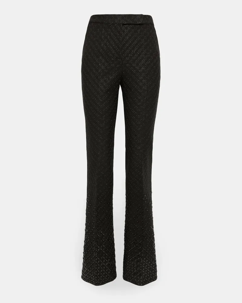 Dorothee Schumacher Hose mit ausgestelltem Bein und Pailletten im Dégradée Verlauf aus Punto Milano Schwarz