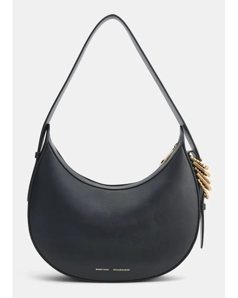 Dorothee Schumacher Half Moon Bag aus weichem Kalbsleder mit D-Rings Schwarz