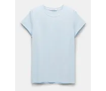 Round neck stretch cotton T-shirt
