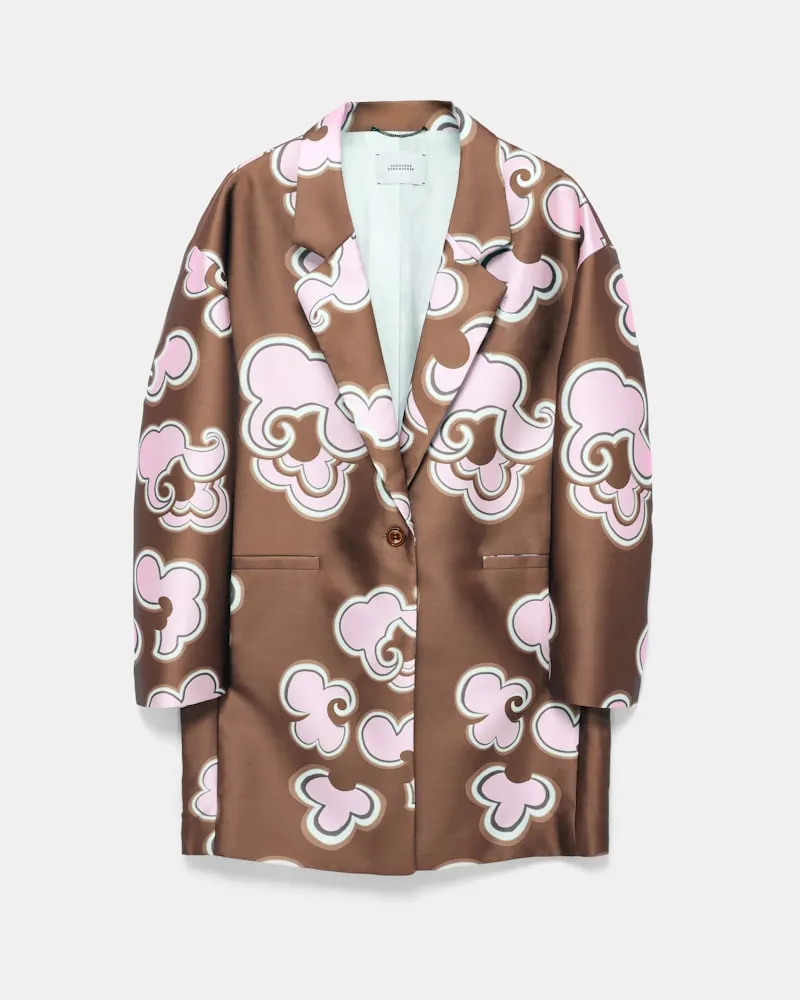 Dorothee Schumacher Kurzermantel aus bedrucktem Duchesse-Twill Braun