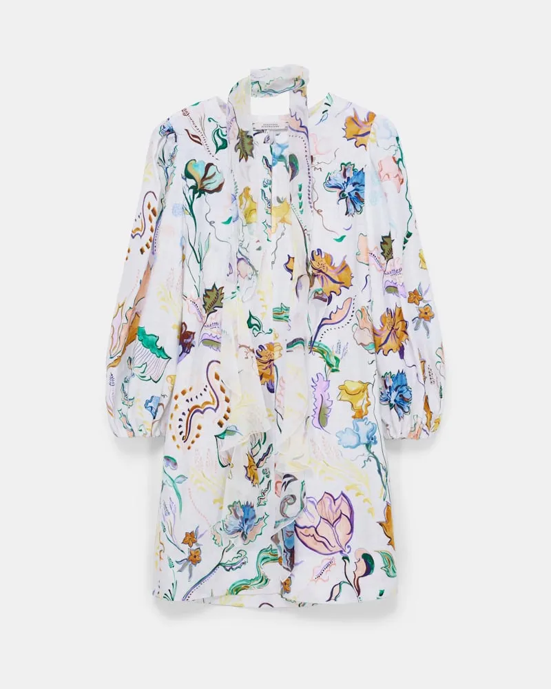 Dorothee Schumacher Shift Kleid aus Leinen mit Signature-Print Weiß