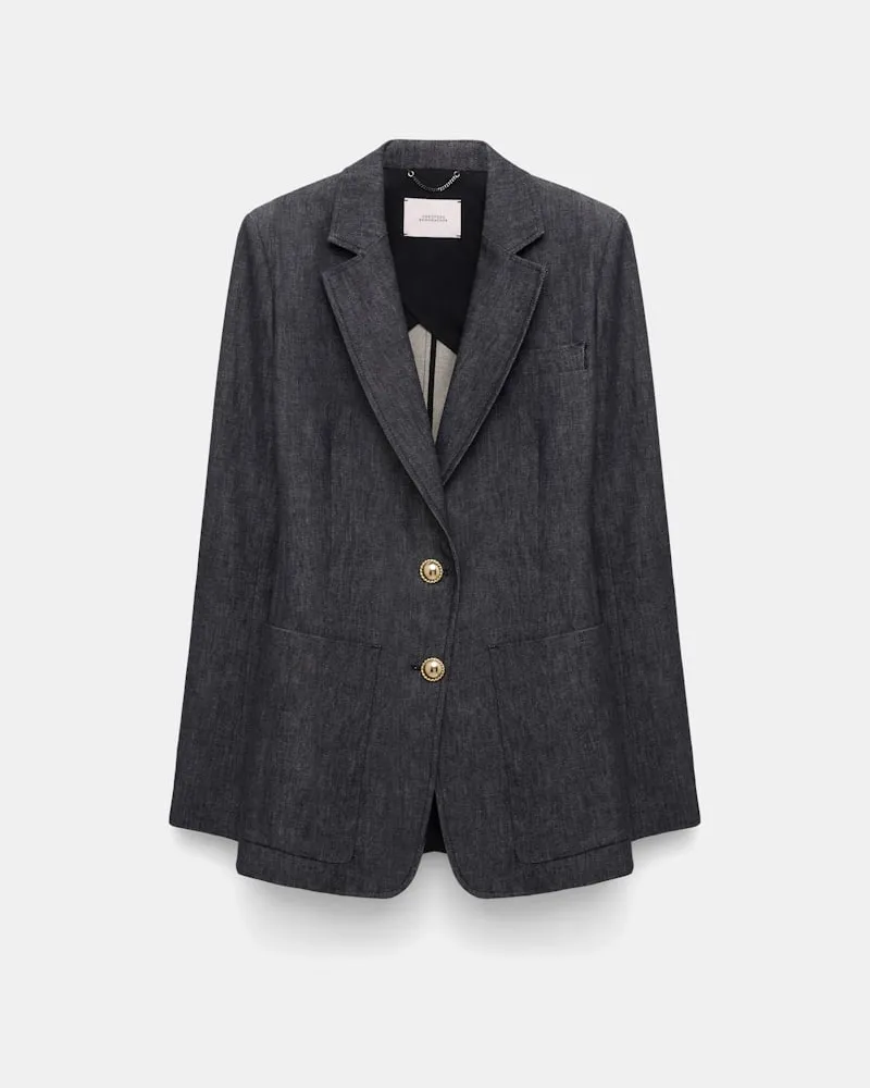 Dorothee Schumacher Einreihiger Blazer aus Denim Blau
