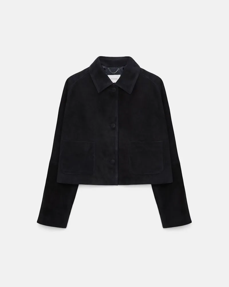 Dorothee Schumacher Lederjacke aus Veloursleder Blau