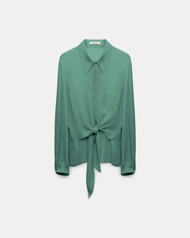 Dorothee Schumacher Bindebluse aus Seiden-Double-Georgette Grün