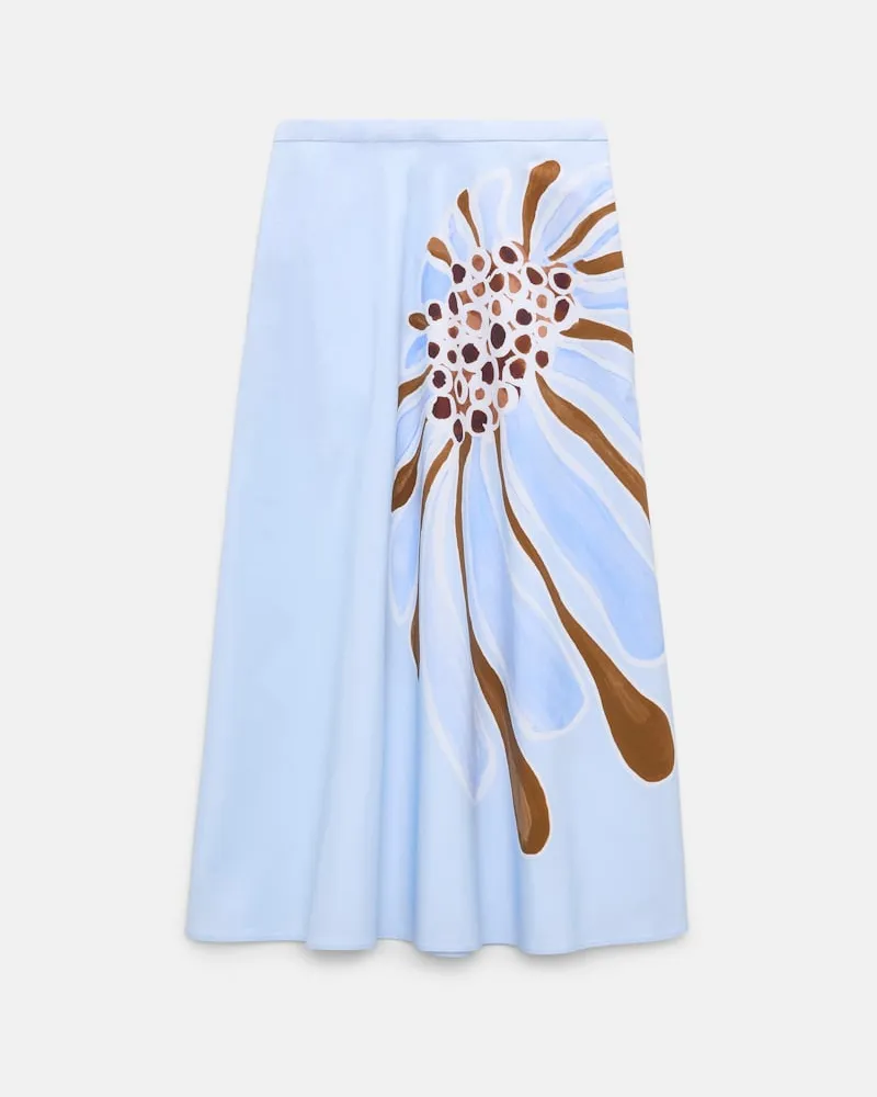 Dorothee Schumacher Midi-Rock mit floralem Signature-Print aus Baumwoll-Popeline Blau