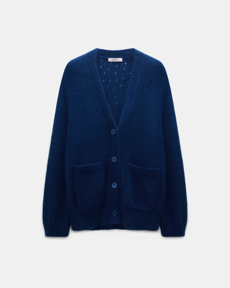 Dorothee Schumacher Cardigan mit Pointelle-Muster aus Kaschmir Blau