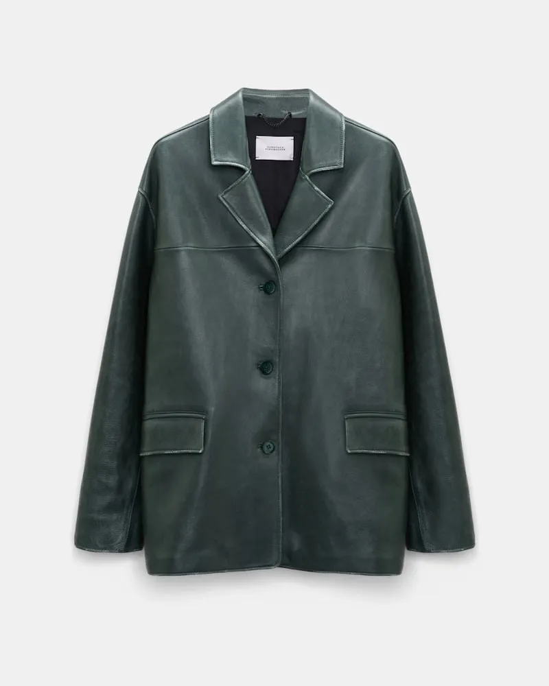 Dorothee Schumacher Oversized Lederblazer aus Rub-Off Leder Grün