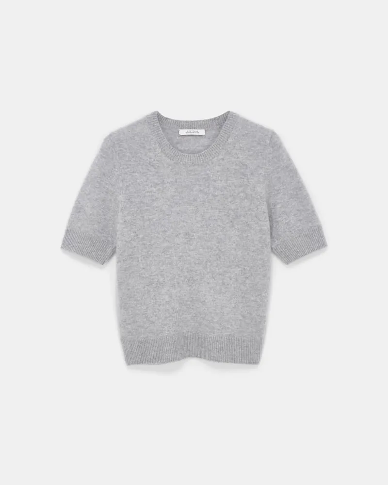Dorothee Schumacher Fluffy Halbarm-Pullover aus Merino und Kaschmir Grau