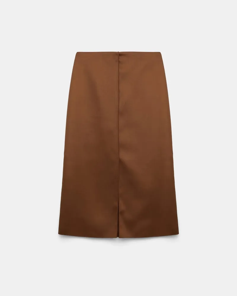 Dorothee Schumacher Pencilskirt mit Schlitzen aus Duchesse Braun