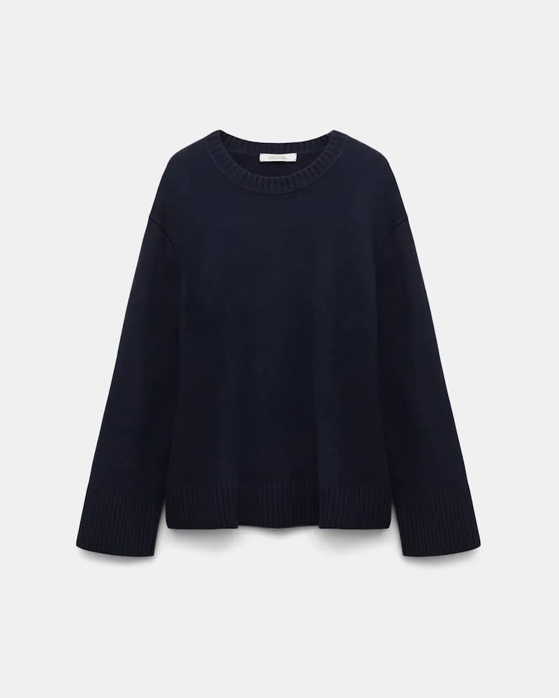 Dorothee Schumacher Softer Rundhalspullover aus Kaschmir-Mix Blau