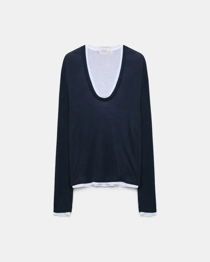Dorothee Schumacher Langarmshirt mit zwei Layers Blau