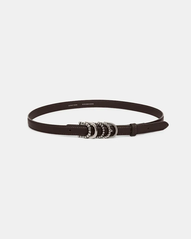 Dorothee Schumacher Schmaler Gürtel aus weichem Kalbsleder mit D-Rings Braun