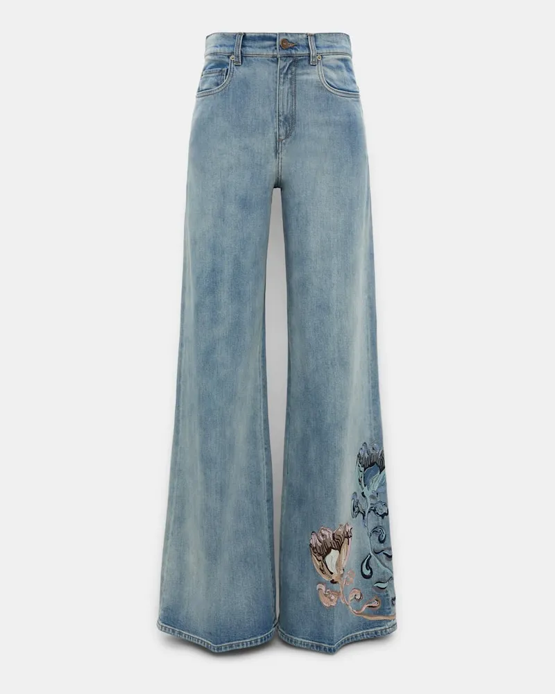 Dorothee Schumacher Jeans mit floraler Embroidery und cloudy Wash Blau