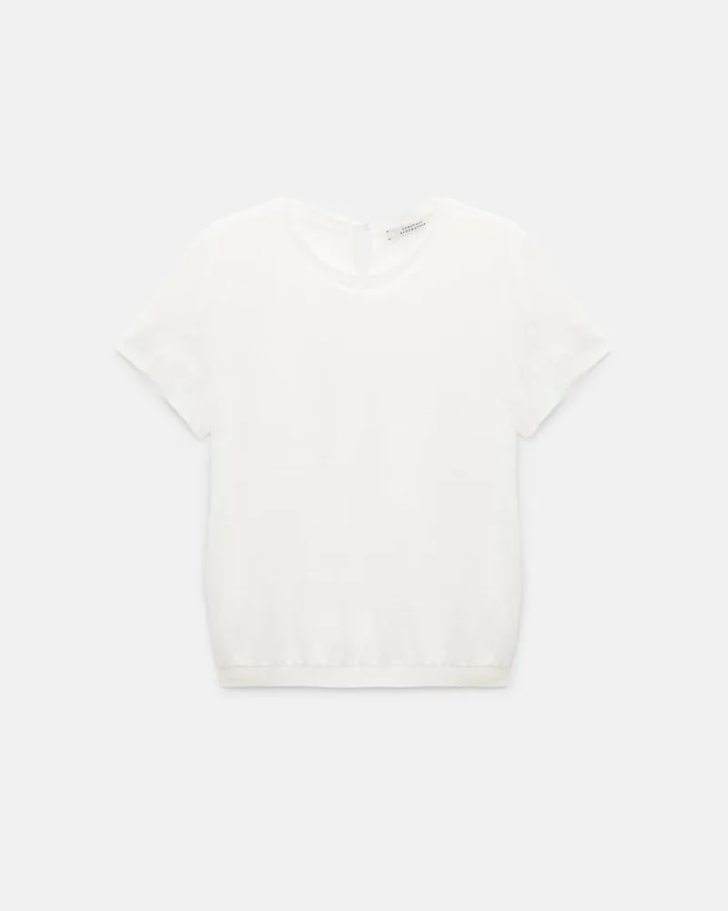 Dorothee Schumacher Shirt mit Strickbündchen Weiß