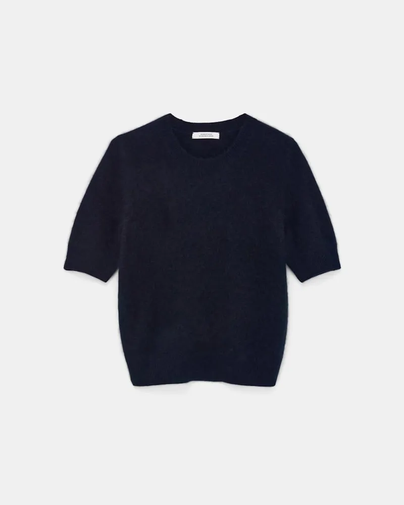 Dorothee Schumacher Fluffy Halbarm-Pullover aus Merino und Kaschmir Blau