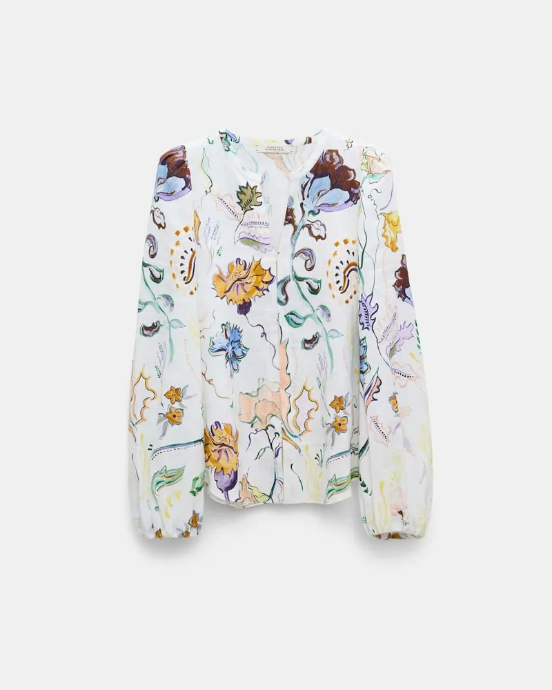 Dorothee Schumacher Bluse aus Leinen mit Signature-Print Weiß