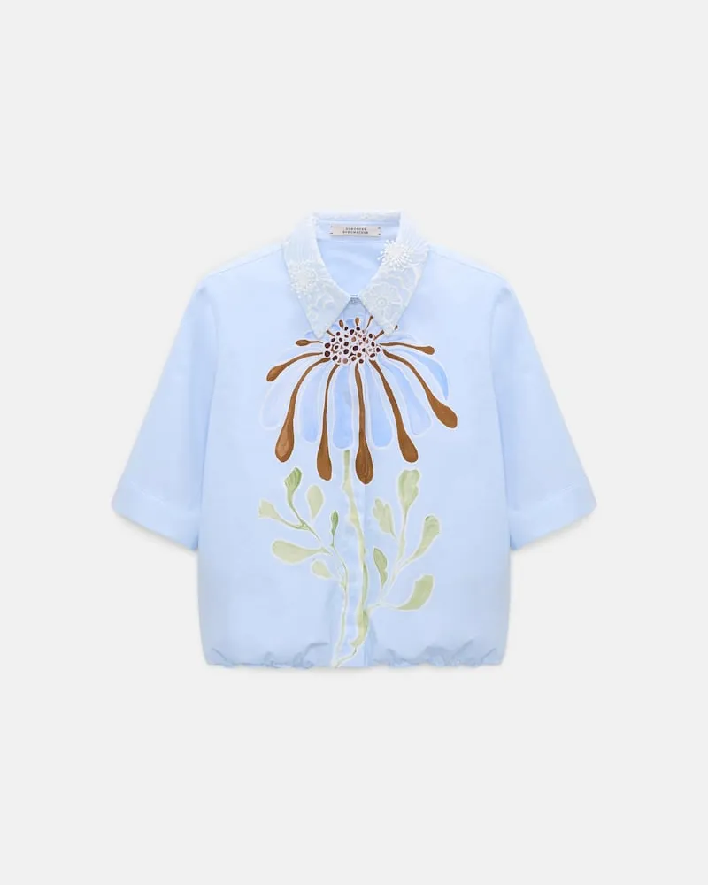 Dorothee Schumacher Bluse mit floralem Signature-Print aus Baumwoll-Popeline Blau