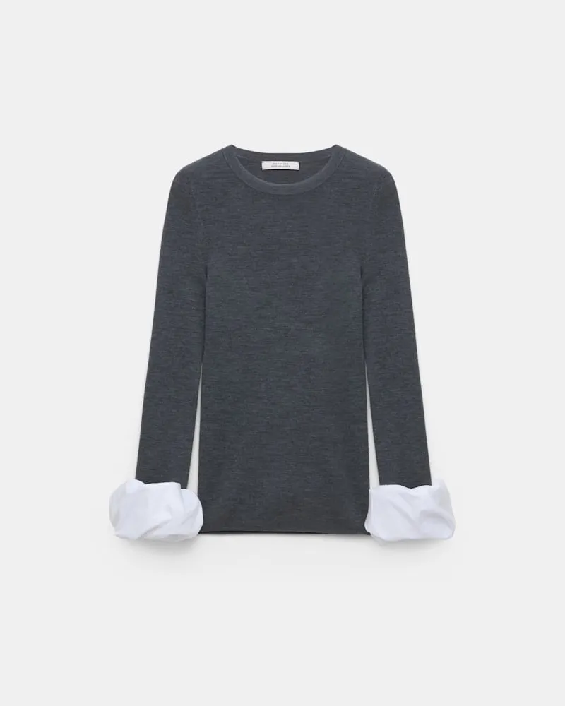 Dorothee Schumacher Pullover mit kontrastierenden Ärmelbündchen Grau