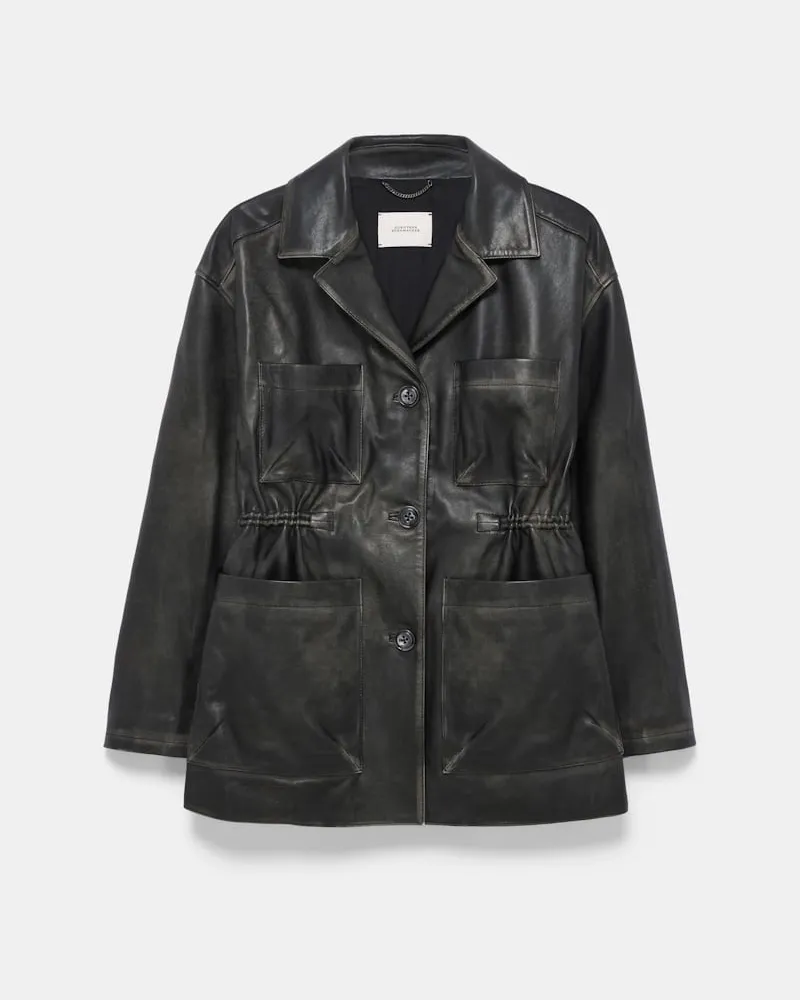 Dorothee Schumacher Lederjacke im Vintage Look Schwarz