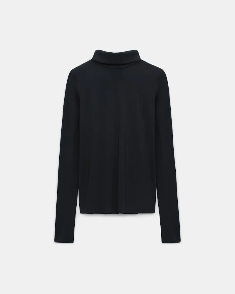 Dorothee Schumacher Longsleeve mit Rollkragen aus leichtem, technischem Jersey Schwarz