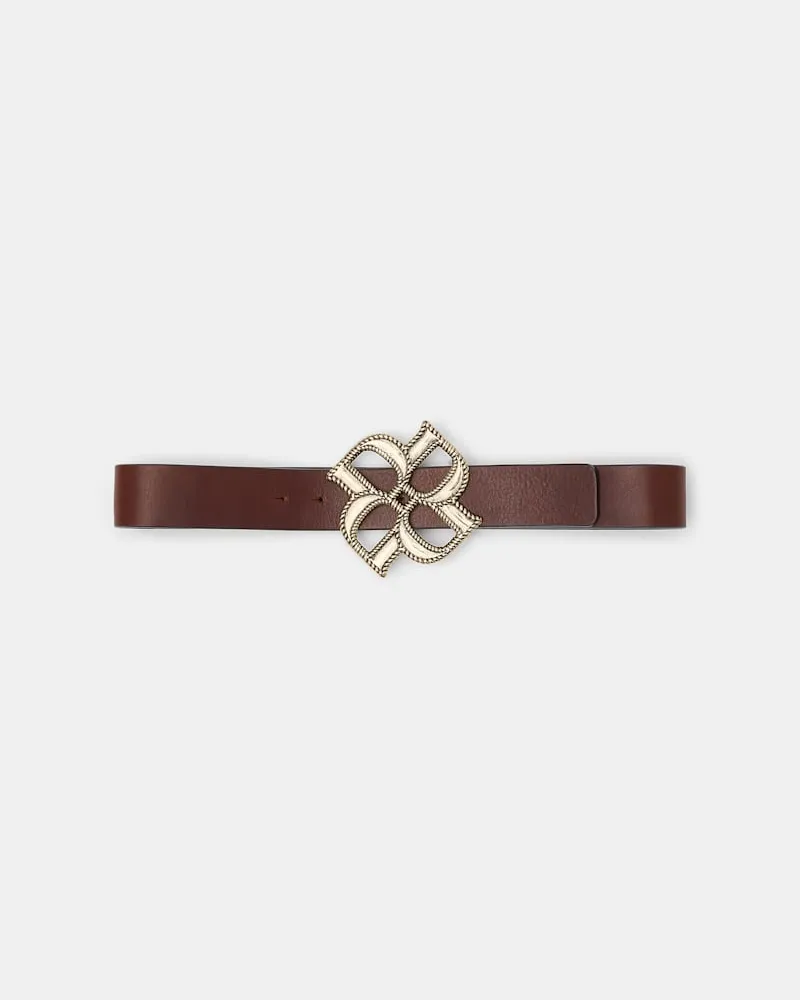Dorothee Schumacher Schmaler Cuoio-Ledergürtel mit D-Rose Schließe Braun
