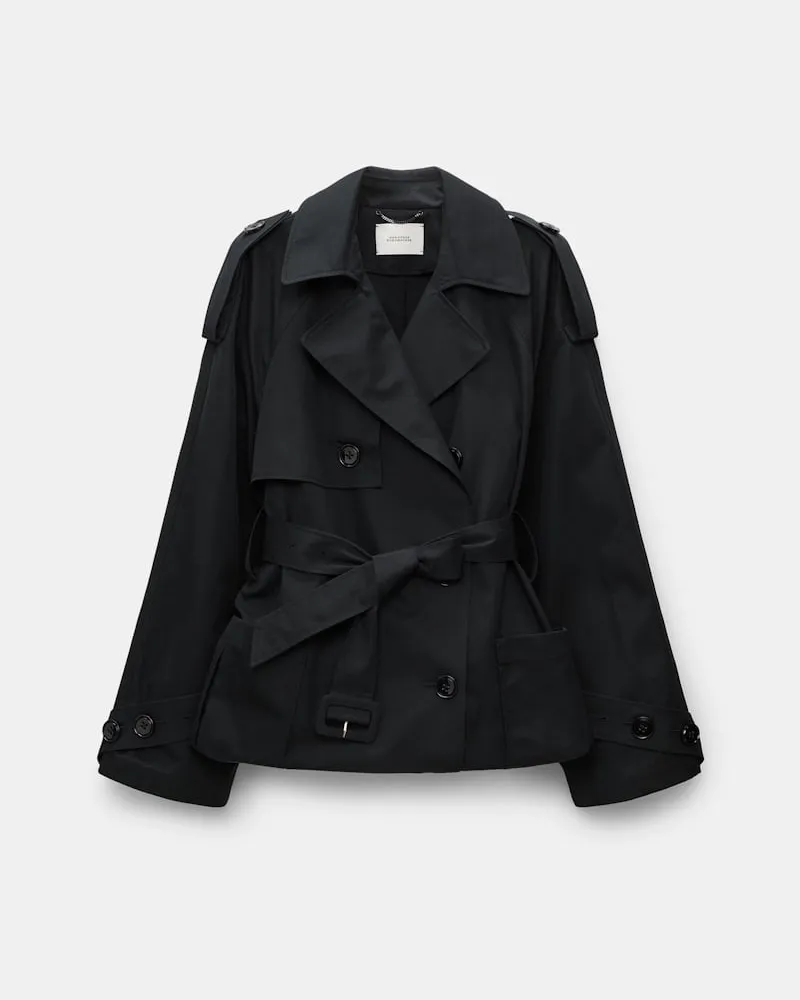 Dorothee Schumacher Zweireihiger Trenchcoat mit variabler Länge Schwarz