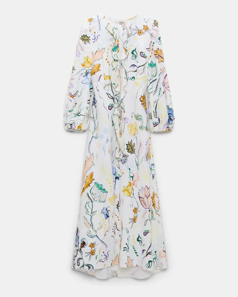Dorothee Schumacher Midi-Kleid aus Leinen mit Signature-Print Weiß
