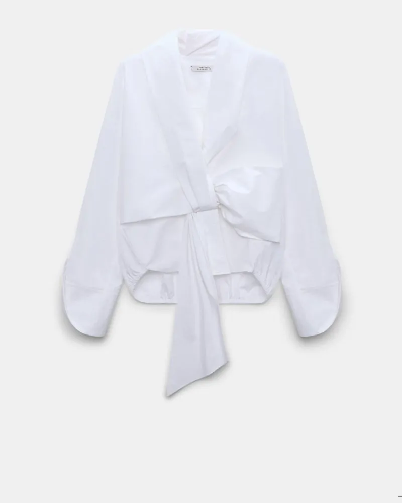 Dorothee Schumacher Drapierte Popeline-Bluse aus Baumwoll-Stretch Weiß