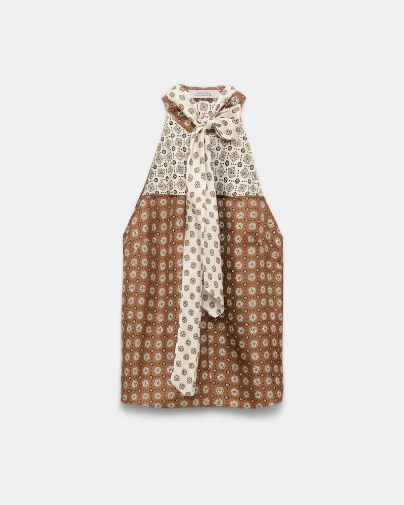 Dorothee Schumacher Top aus bedrucktem Seidentwill Braun