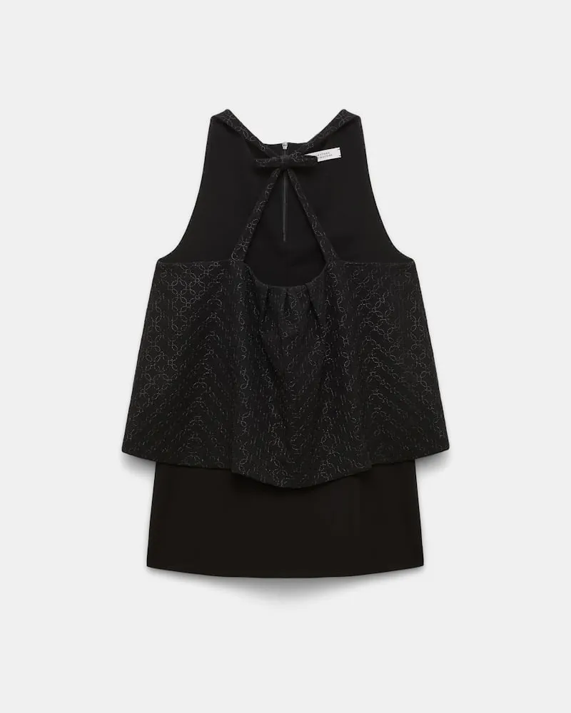Dorothee Schumacher Besticktes Top mit Schleifendetail aus Punto Milano Schwarz