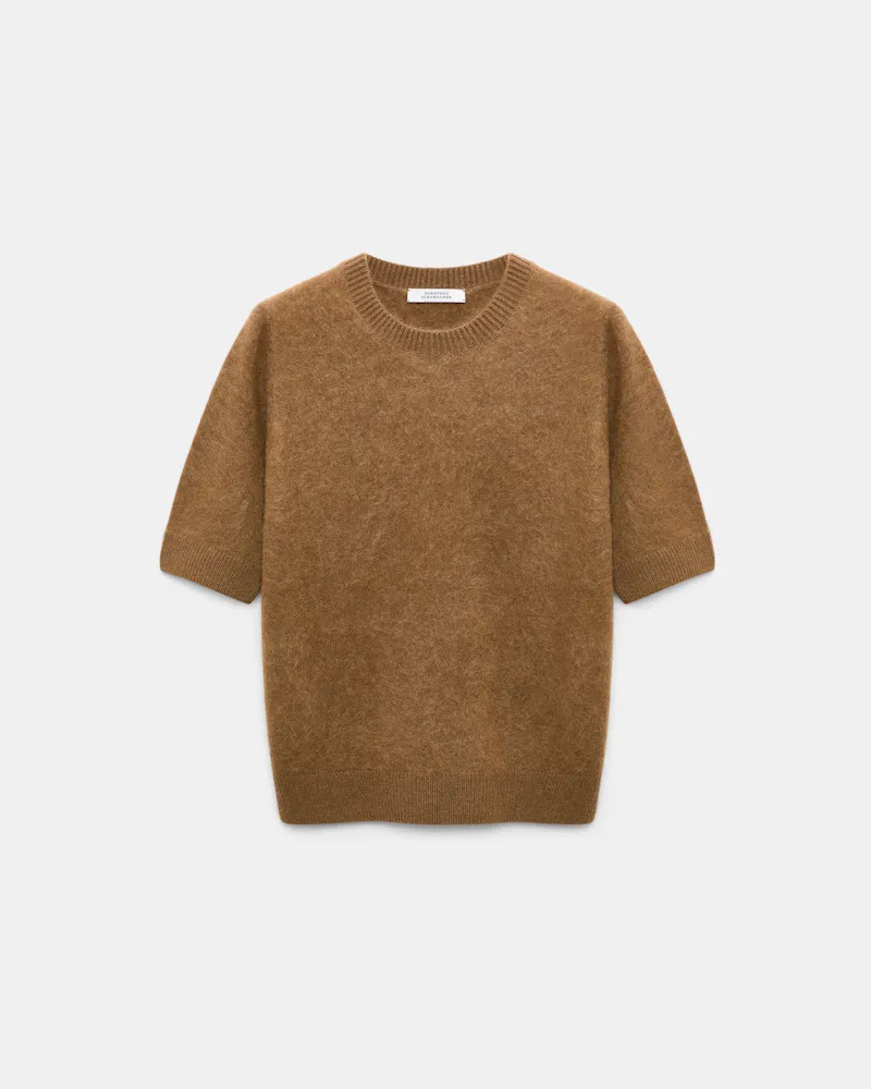 Dorothee Schumacher Pullover mit kurzen Ärmeln aus Merino und Kaschmir Braun
