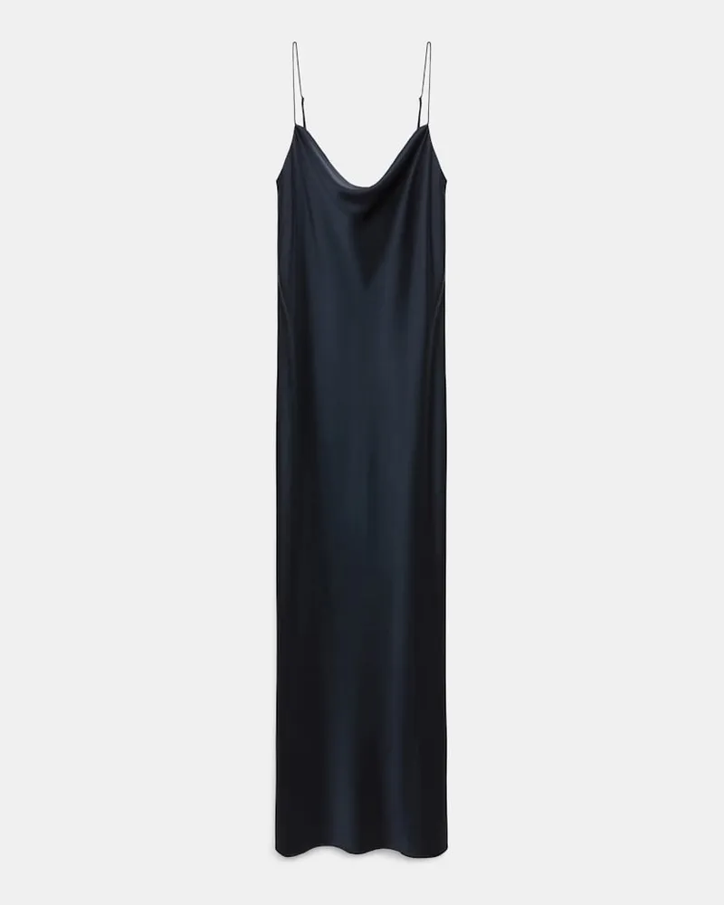 Dorothee Schumacher Kleid aus Satin mit Wasserfallausschnitt Blau
