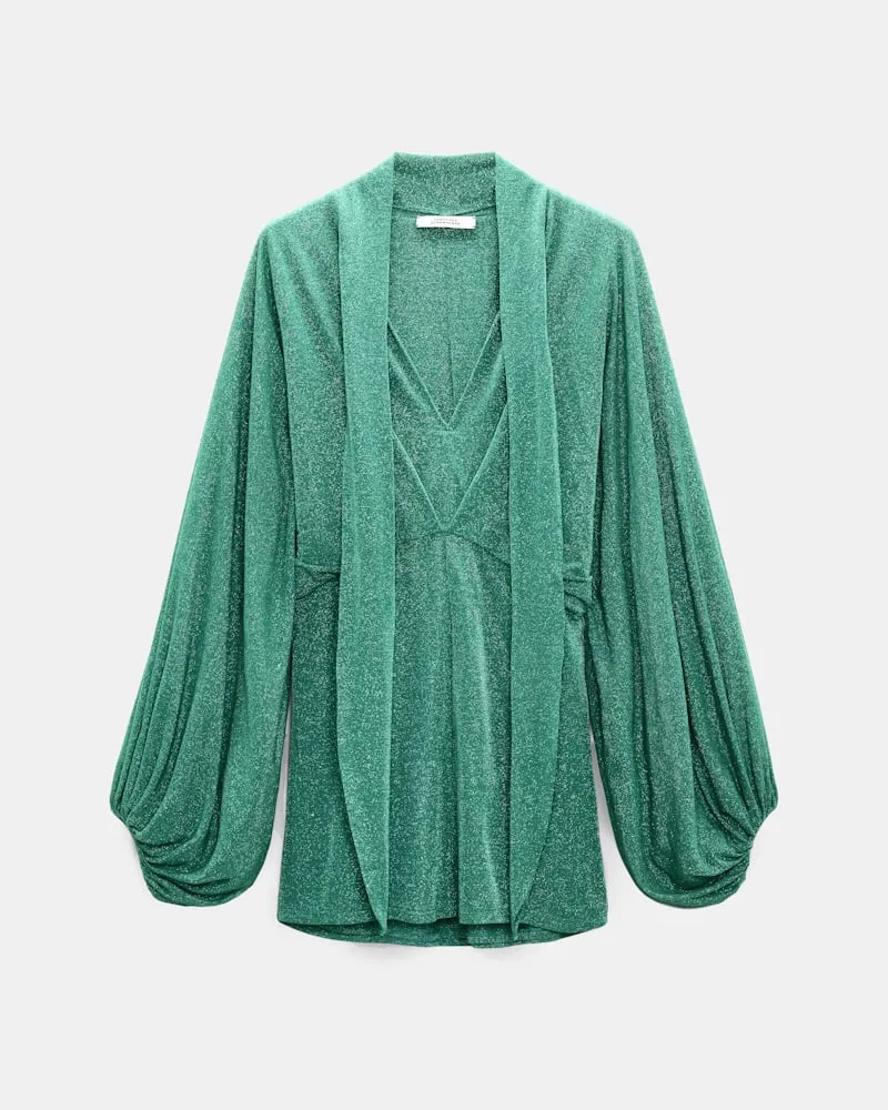 Dorothee Schumacher Tunika-Bluse aus Lurex-Jersey Grün