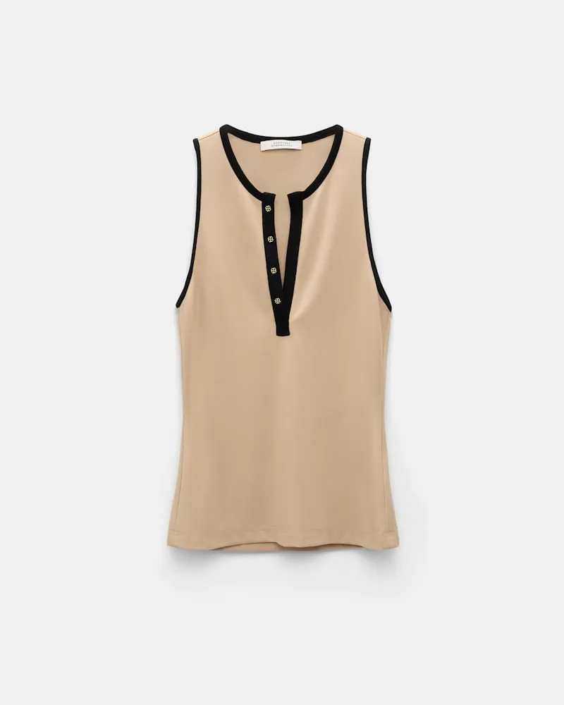 Dorothee Schumacher Punto Milano Top mit kontrastierender Zierleiste Beige