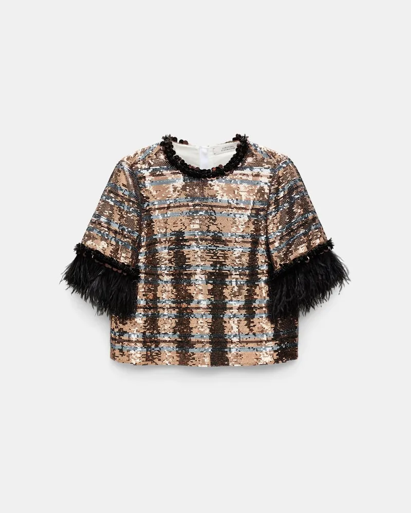 Dorothee Schumacher Gestreiftes T-Shirt aus Pailletten Multi