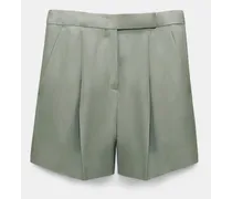 Shorts aus Leinenmix mit Bundfalten