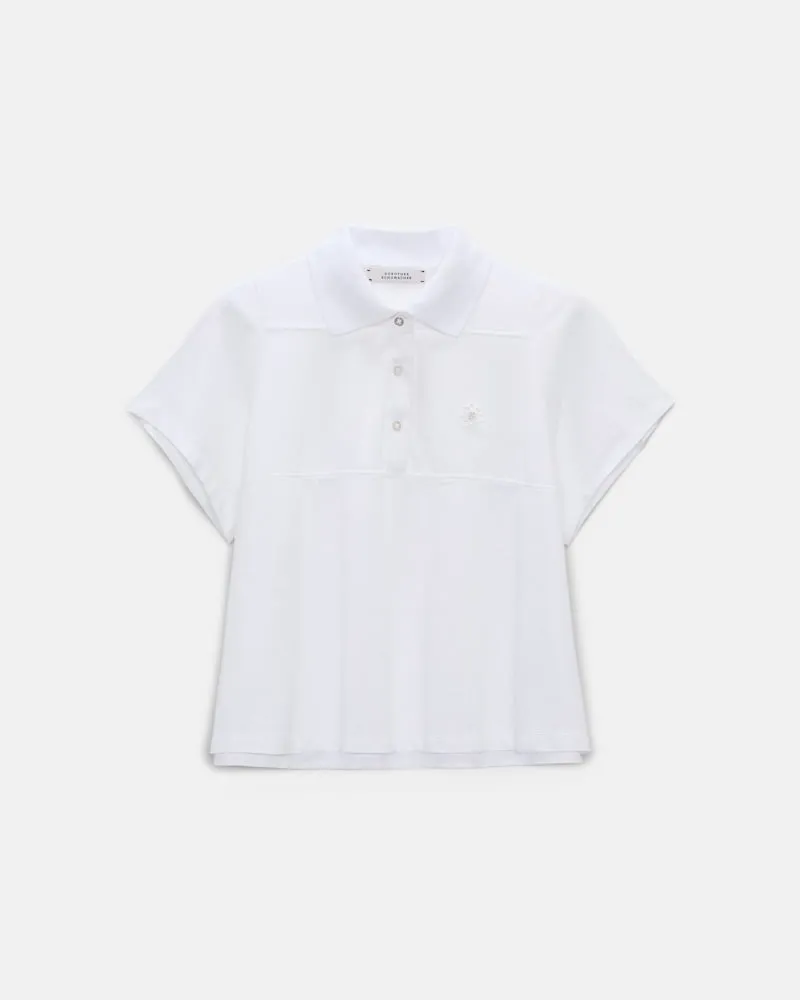 Dorothee Schumacher Polohemd mit D-Rose-Stickerei Weiß