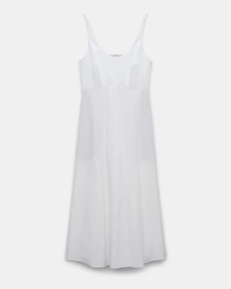Dorothee Schumacher Midi-Kleid aus Baumwoll-Popeline mit Tanktop-Ausschnitt Weiß