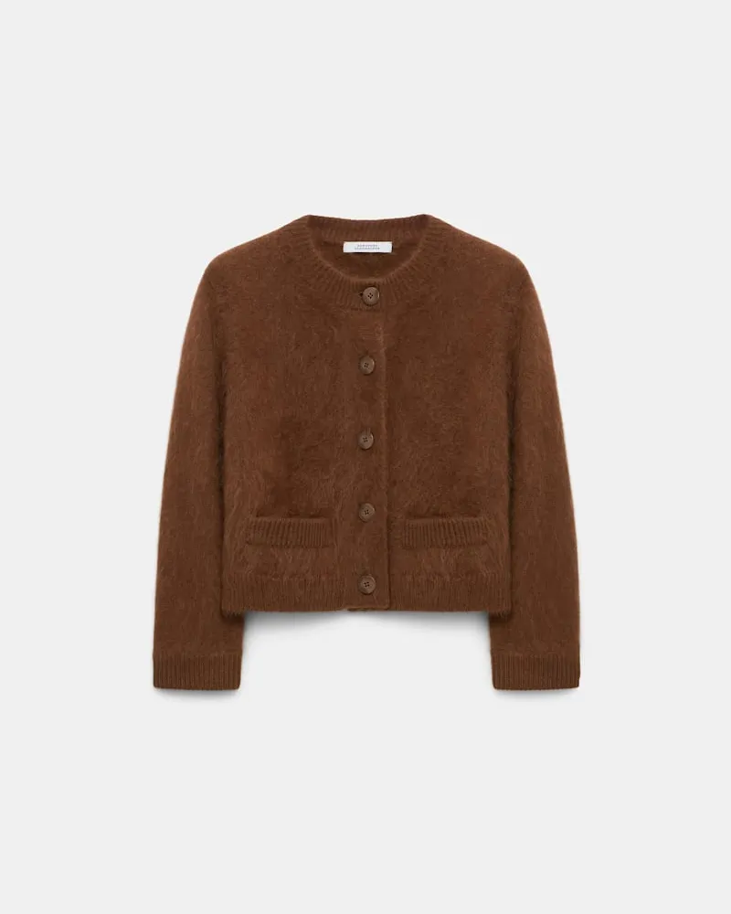 Dorothee Schumacher Fluffy Cardigan aus Merino und Kaschmir Braun