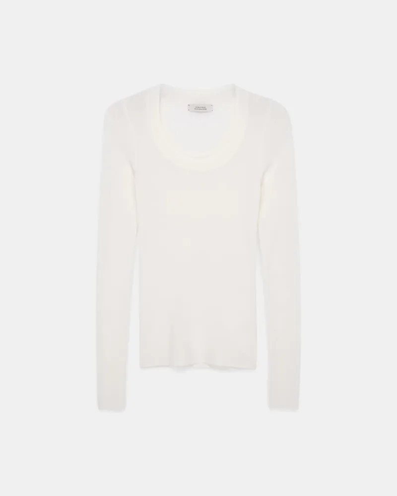 Dorothee Schumacher Pullover mit tiefem Rundhalsausschnitt aus Merino Weiß
