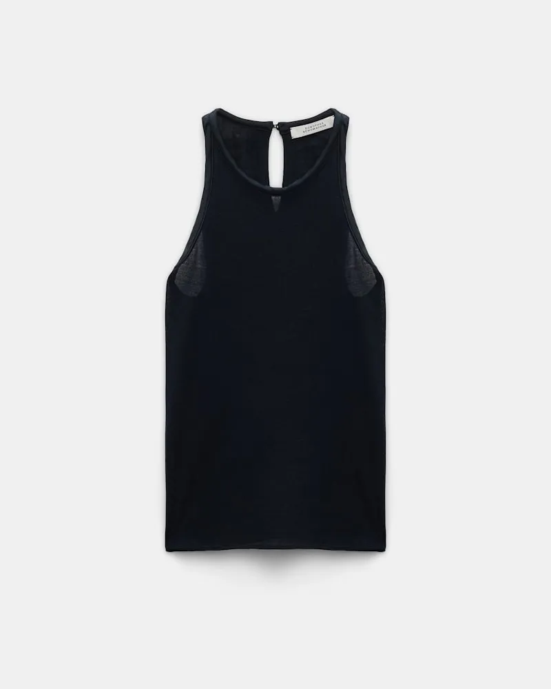 Dorothee Schumacher Tanktop mit Details aus Seidensatin Blau