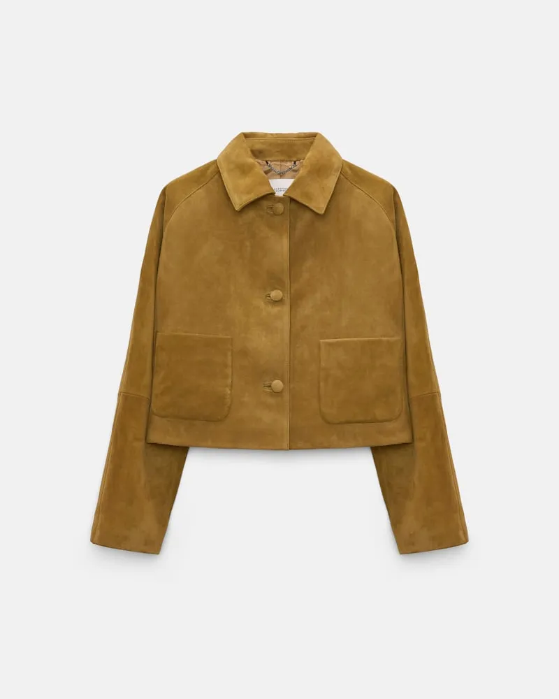 Dorothee Schumacher Lederjacke aus Veloursleder Grün