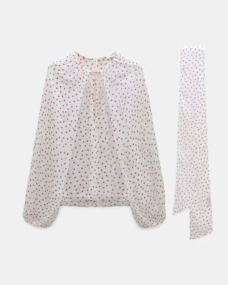 Dorothee Schumacher Set aus Bluse und Schal aus crinkled Viskose-Georgette Rot