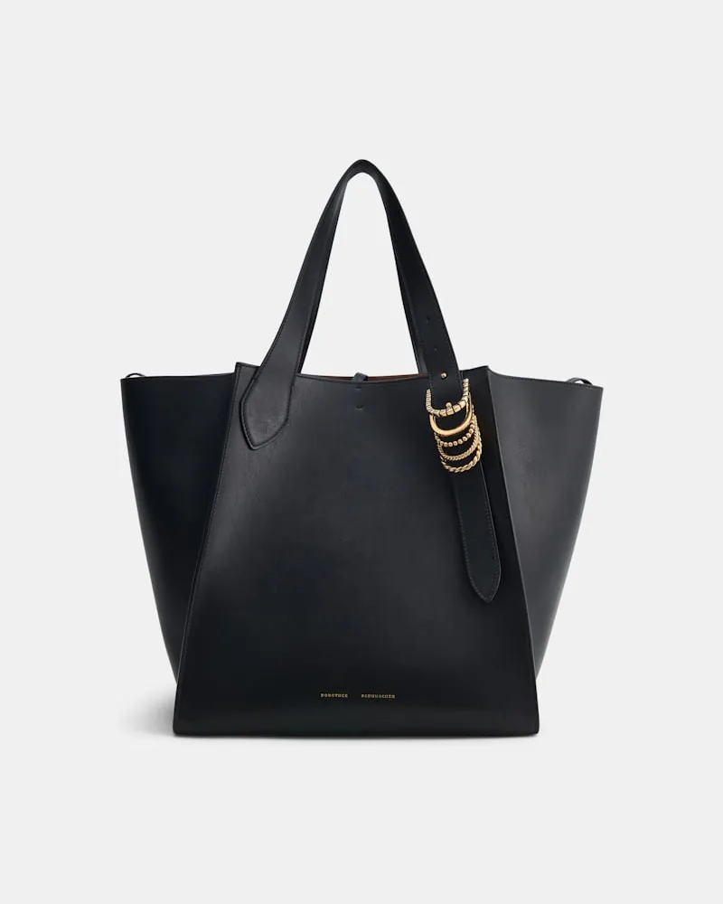 Dorothee Schumacher Tote aus weichem Kalbsleder mit D-Rings Schwarz