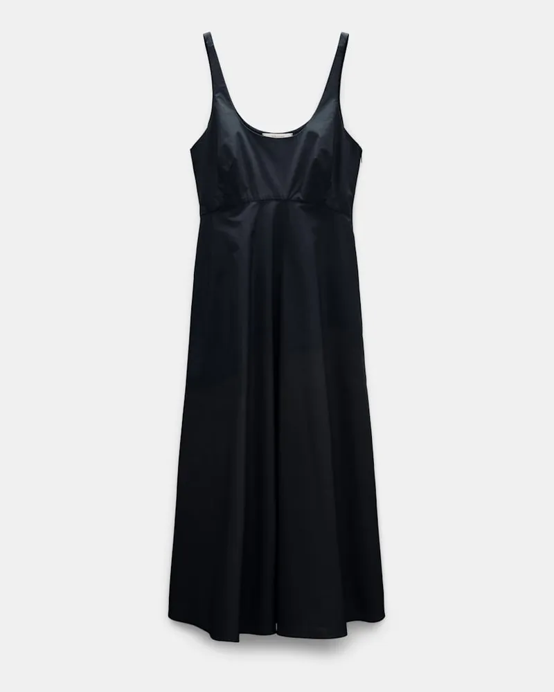 Dorothee Schumacher Midi-Kleid aus Baumwoll-Popeline mit Tanktop-Ausschnitt Blau