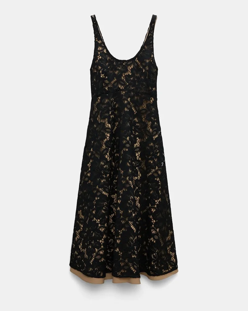 Dorothee Schumacher Midi-Kleid aus Spitze mit Tanktop-Ausschnitt Schwarz